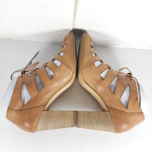 Paul Green Women's Jansen US8,5 AU6 Leather cuoio Lace-Up Block Heel Sandal - Picture 13 of 15